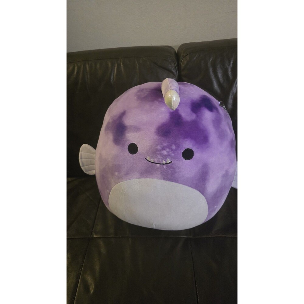Squishmallows Kellytoy Soft Plush 16 Inch, Easton Purple Tie-Dye Anglerfish Nwt